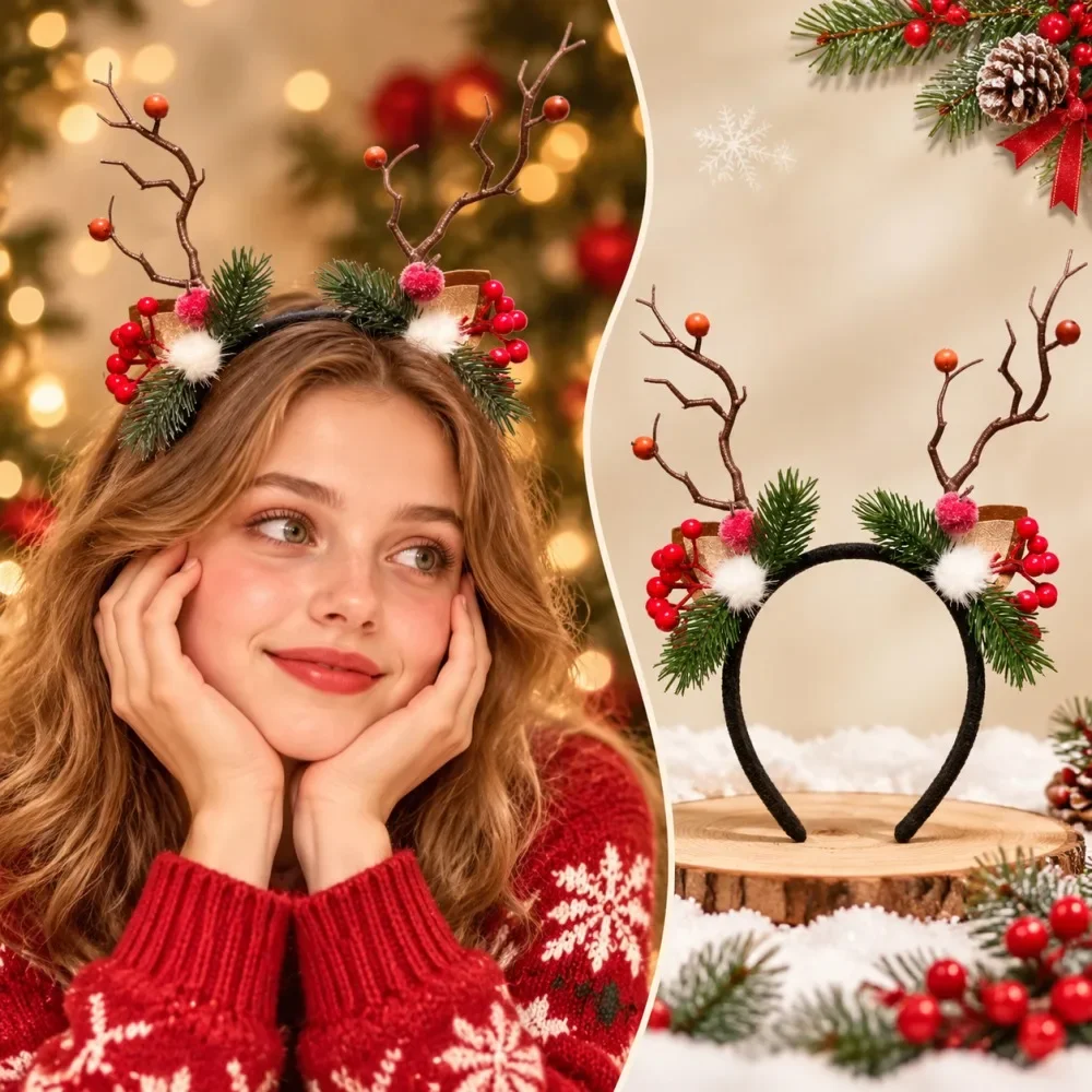 Serre-tête de Noël en bois de  - Reindeer Antlers Headband avis et prix